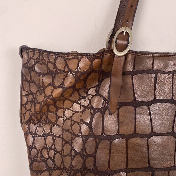 Campomaggi Centaurus in Crocodile Print Laser-Embossed Brown Leather - Picture 3 of 11